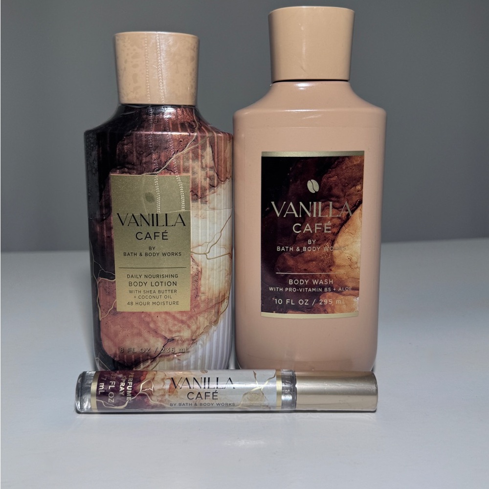 Vanilla Café Set – Lotion, Body Wash & 7ml Perfume | Warm & Sweet (Brand New)